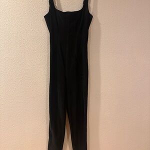 GUESS Womens Faux Leather Jumpsuit, Black, X-Small